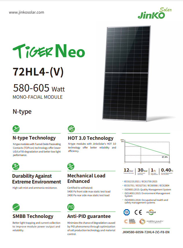 Painel Solar Jinko Tiger Neo 7 - Jinko Solar Panel Tiger Neo avaliação e preço